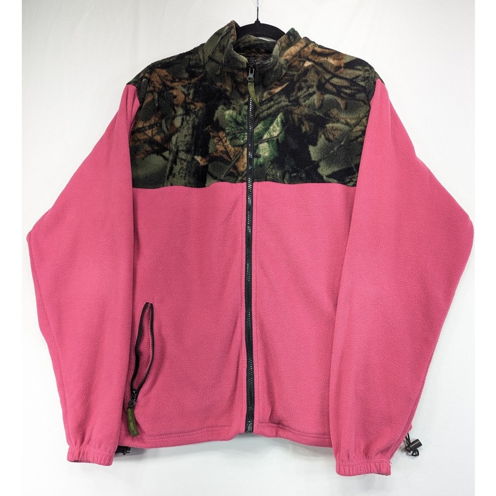 Trail Crest Pink Camo Fleece Jacket Full Zip Mock Neck‎ Outdoor Mens Large